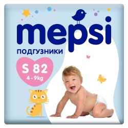 Подгузники 82 шт. Mepsi премиум 4-9 кг р. s